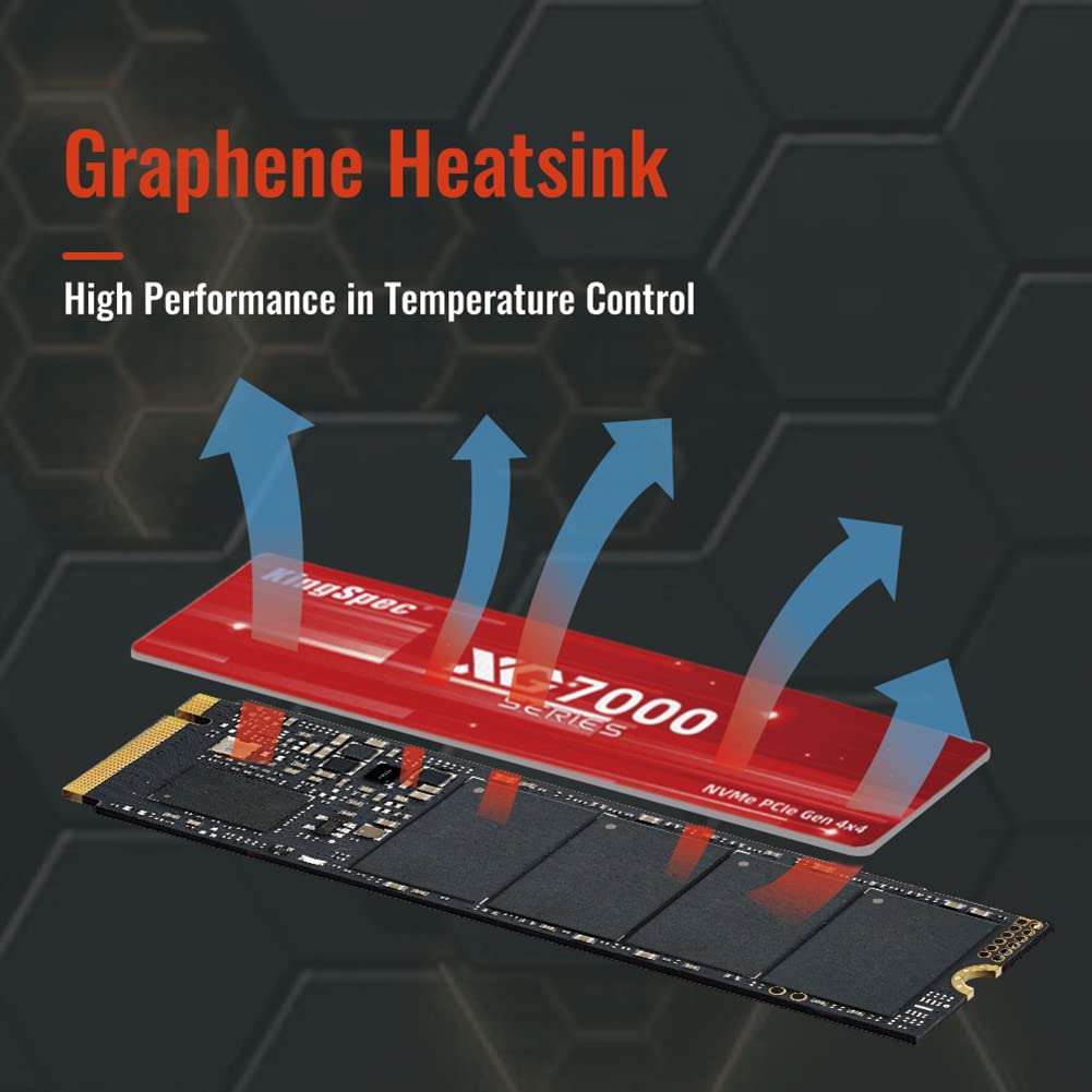 KingSpec XG7000 2TB SSD NVMe M.2, 2280 SSD PCIe 4.0 Gen 4x4, Incredible read/write speeds up to 7400/6600 MB/s, Internal M2 PCIe SSD compatible with gaming console/desktop/gaming laptop.