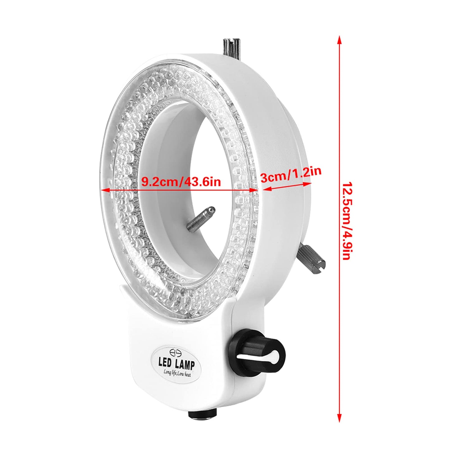 Microscope Camera 144 LED Beads Light Source Brightness Adjustable Ring Lamp (White EU Plug 110-220V)