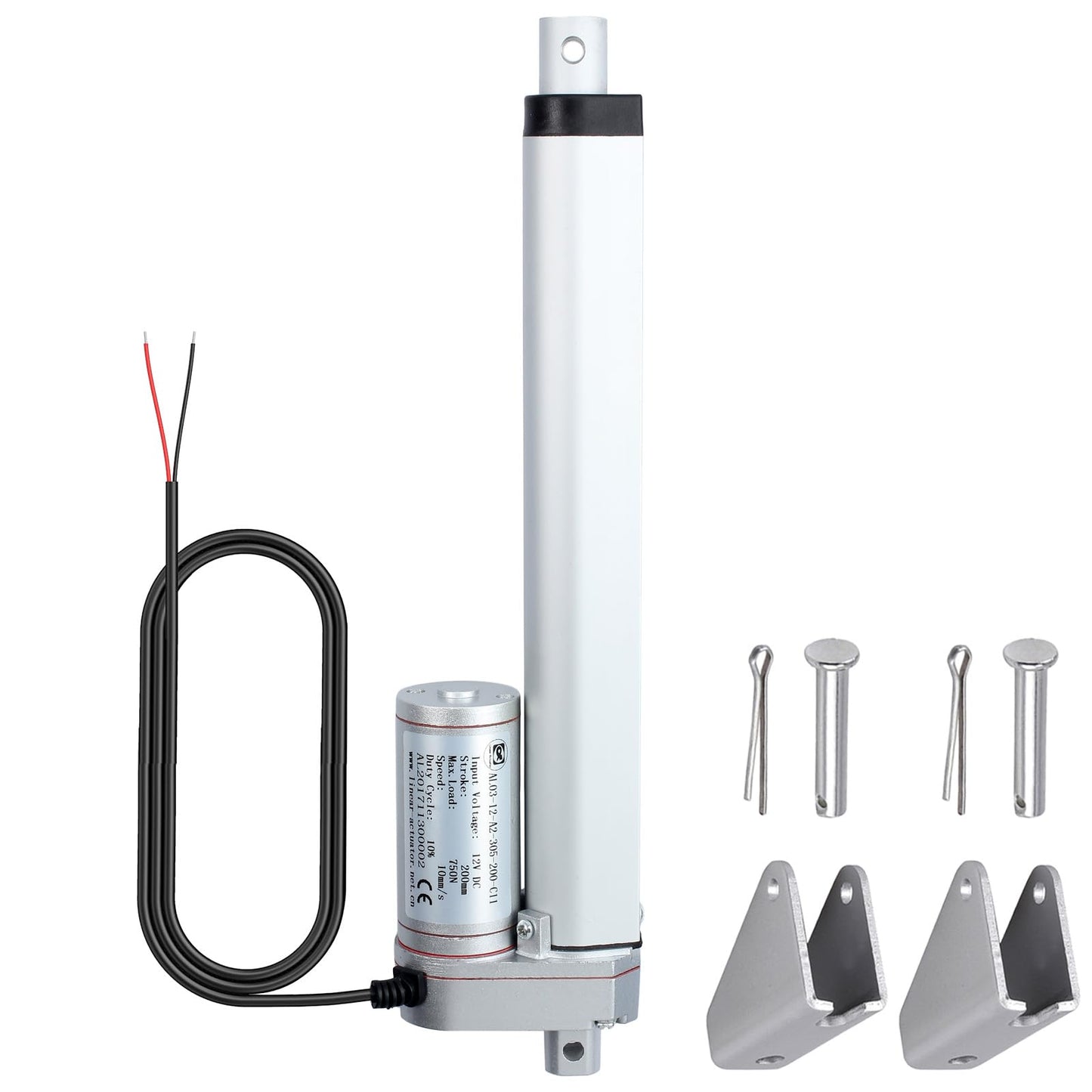 Justech Linear Actuator Motor Linear Drive Linear Motor Adjustment Drive Gate Opener 12v DC 750N 200mm