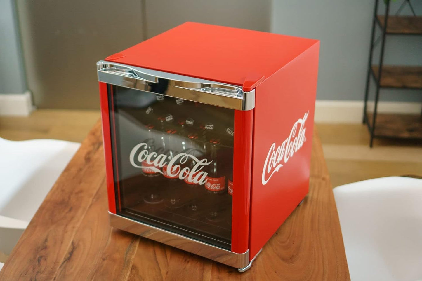 CUBES Coca-Cola Mini Fridge with Glass Door | Beverage Cooler 48L, quiet & energy efficient, ideal for drinks, office & parties | 5-15°C, Red