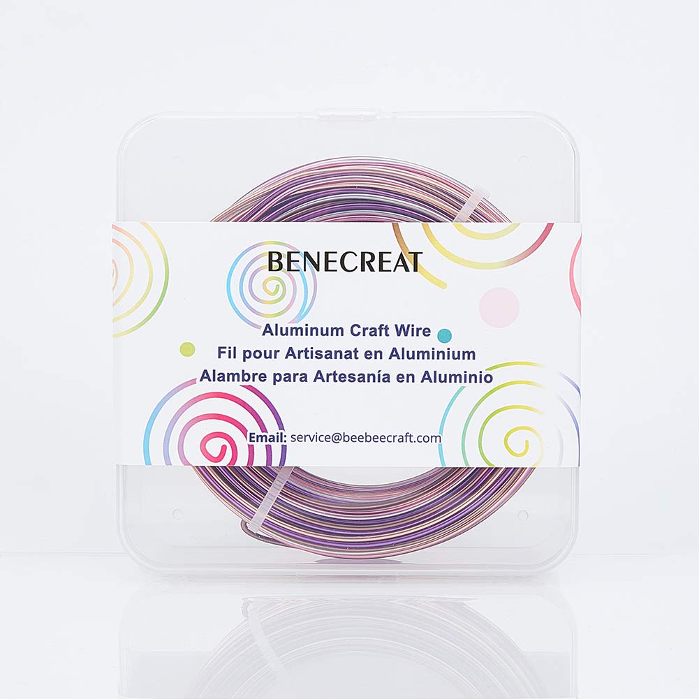 BENECREAT Multicolor Jewelry Craft Aluminum Wire (15 Gauge/1.5mm, 136 ft/41m) Bendable metal wire with storage box for jewelry beads craft project - Silver, Pink, Brown, Purple, Siena.