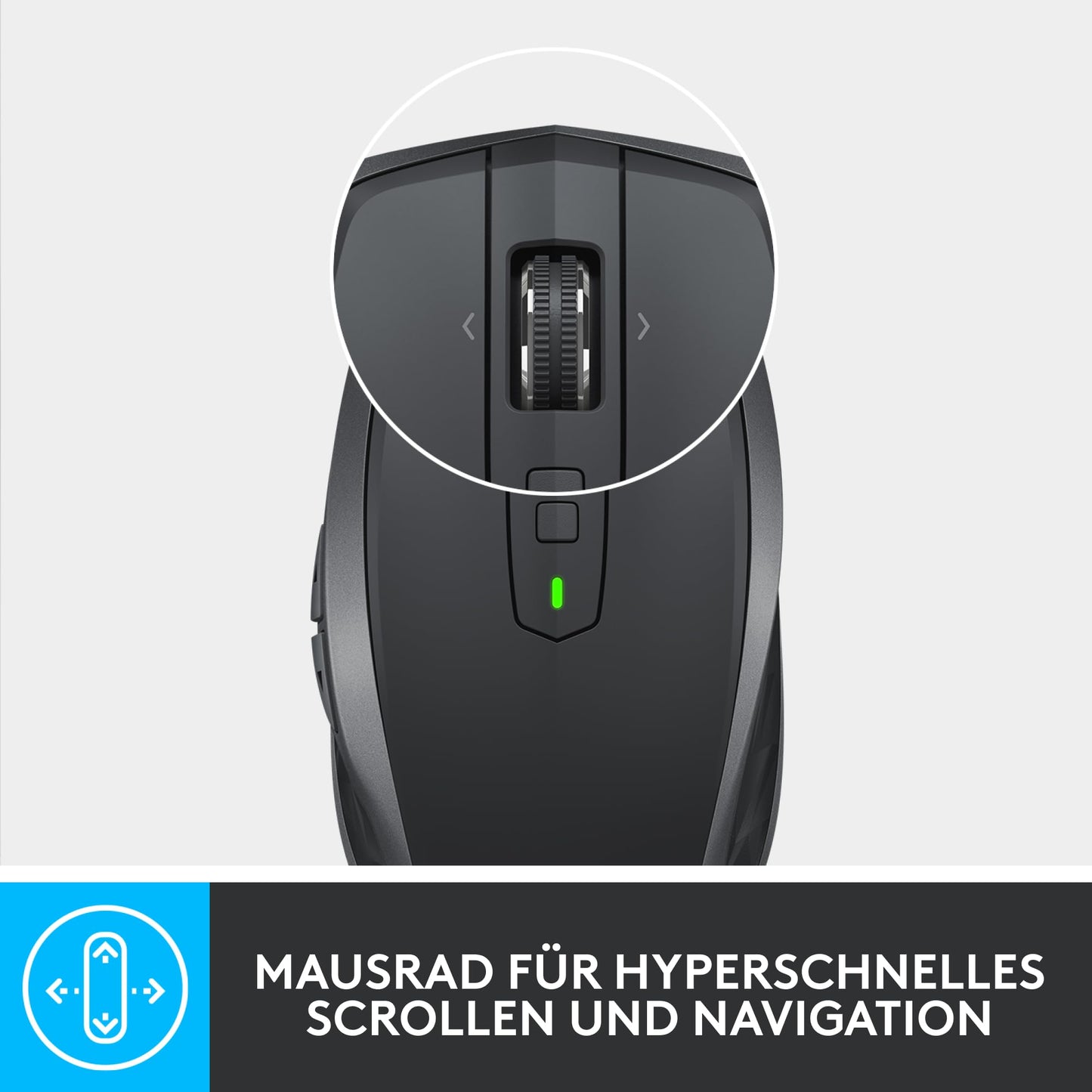 Logitech MX Anywhere 2S Bluetooth Edition wireless mouse, multiple surfaces, super fast scrolling, rechargeable, mobile, connect to up to 3 Mac/PC computers - Graphite