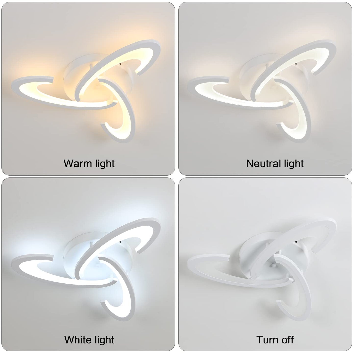 Comely LED ceiling light, 30W dimmable LED ceiling lamp with remote control, white modern LED ceiling light for kitchen, bedroom, living room, balcony, hallway, 3000K-6500K.