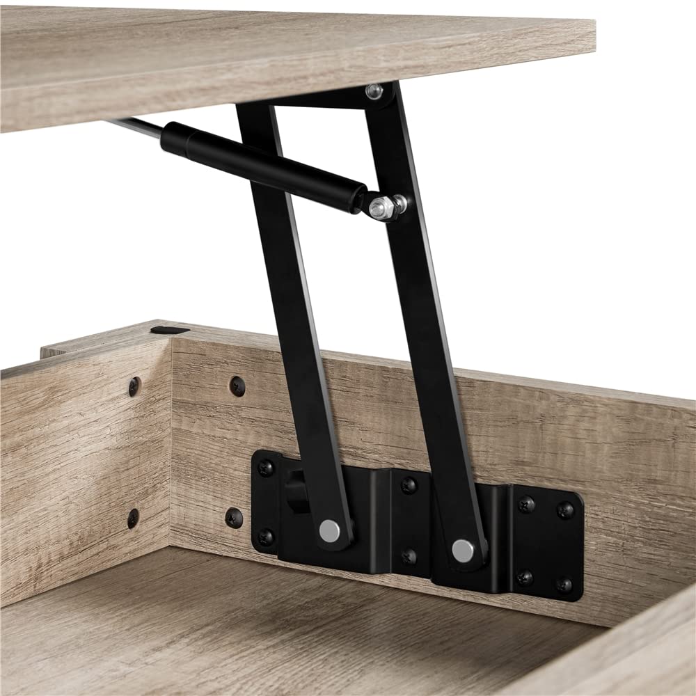 Yaheetech coffee table with adjustable height, living room table with storage shelf, wooden gray side table, end table.