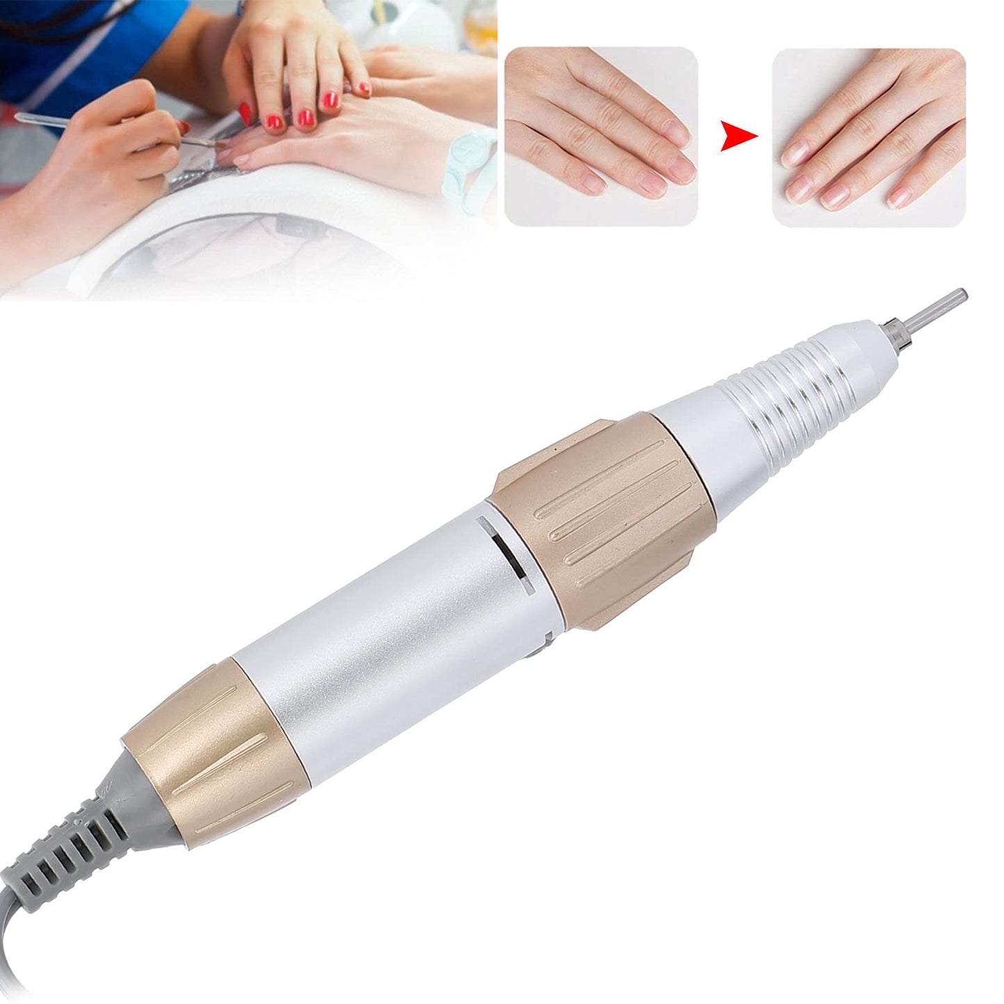 35000 RPM Electric Nail Drill, Nail Drill Replacement Handle Handpiece, Manicure Pedicure Machine Polishing Tool for Acrylic Nails, Low Noise Nail Art Tool for Salon and Home Use