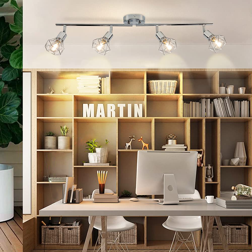 PADMA LED ceiling lamp kitchen swiveling ceiling spotlight 4-flame retro/vintage 4 x 4W (bulbs included) ceiling light living room warm white 3000K 1280 lumens E14 for bedroom office hallway dining room