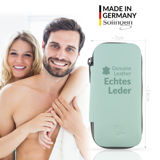 marQus Solingen Manicure Set for Men and Women 7 Pieces with Nail Clippers - Made in Germany for Hand and Foot Care - Genuine Leather Case Handy and Soft.