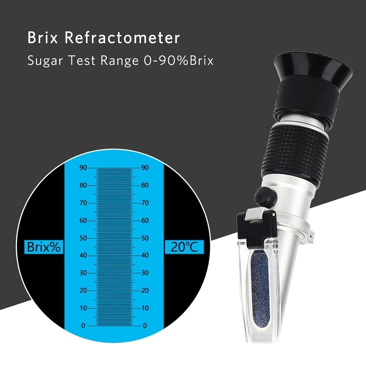 Refractometer Hydrometer, Refractometer Brix sugar, Antifreeze refractometer, 0-90% Brix meter refractometer Portable handheld refractometer for measuring sugar content, tester automatic.