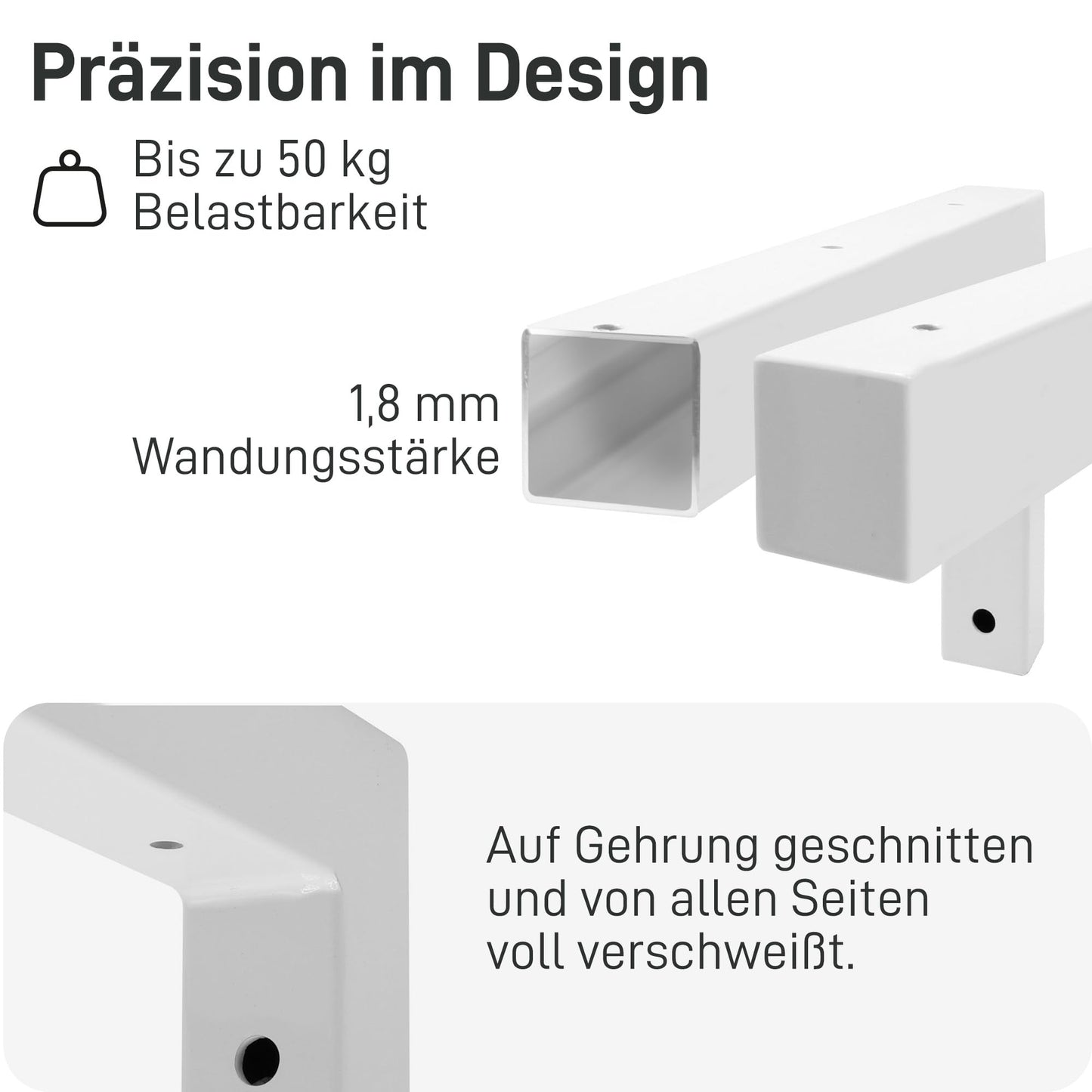 Natural Goods Berlin 2x Wall Console ANGLE | Washbasin Console stable | Easy wall mounting | Shelf bracket made of metal in white | Heavy-duty angle for sink & wall shelf | 450mm