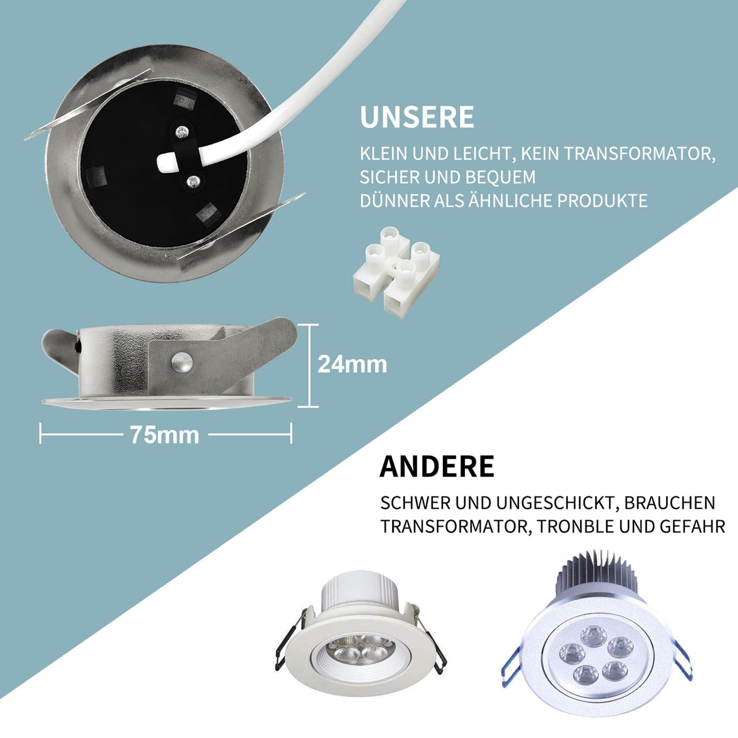 HiBay 6-pack LED recessed lights 230V Flat 5W LED Spot 60mm-68mm Round Nickel Neutral White Ceiling spots for living room kitchen office.
