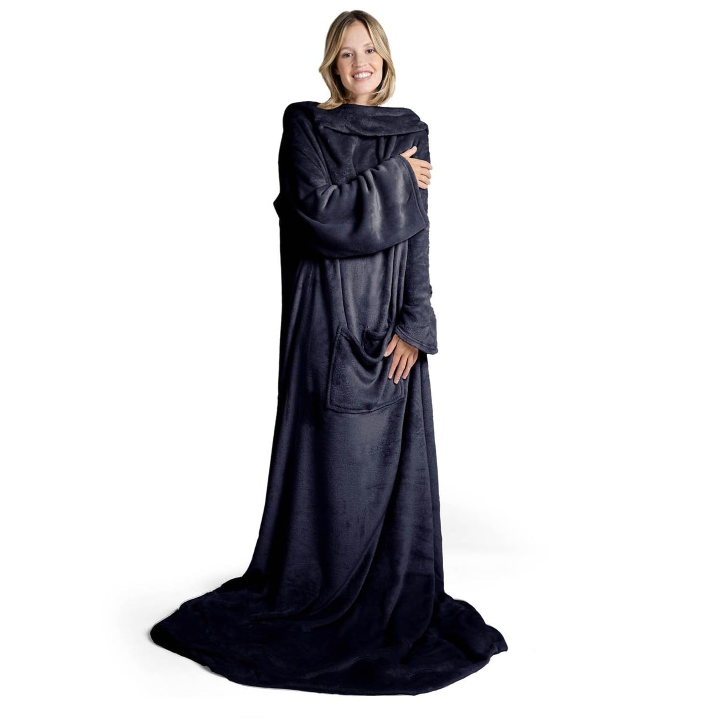Blumtal Blanket with Sleeves Unisex - Cozy blanket with sleeves - OEKO-TEX certified blanket with sleeves and foot pocket - Sleeve blanket for women & men - Adult blanket with arms in various colors.