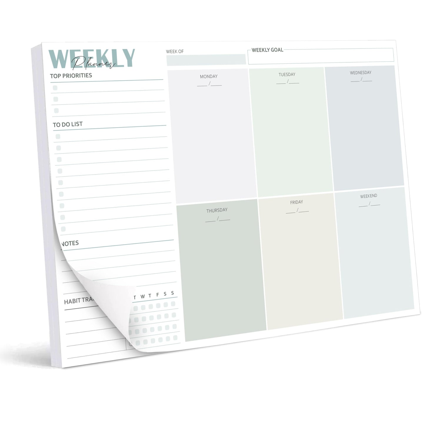 BIROYAL Weekly Planner Pad A4 undated (50 pages), desk pad with to-do list, weekly calendar planner with week overview & habit tracker for appointments, tasks & notes.