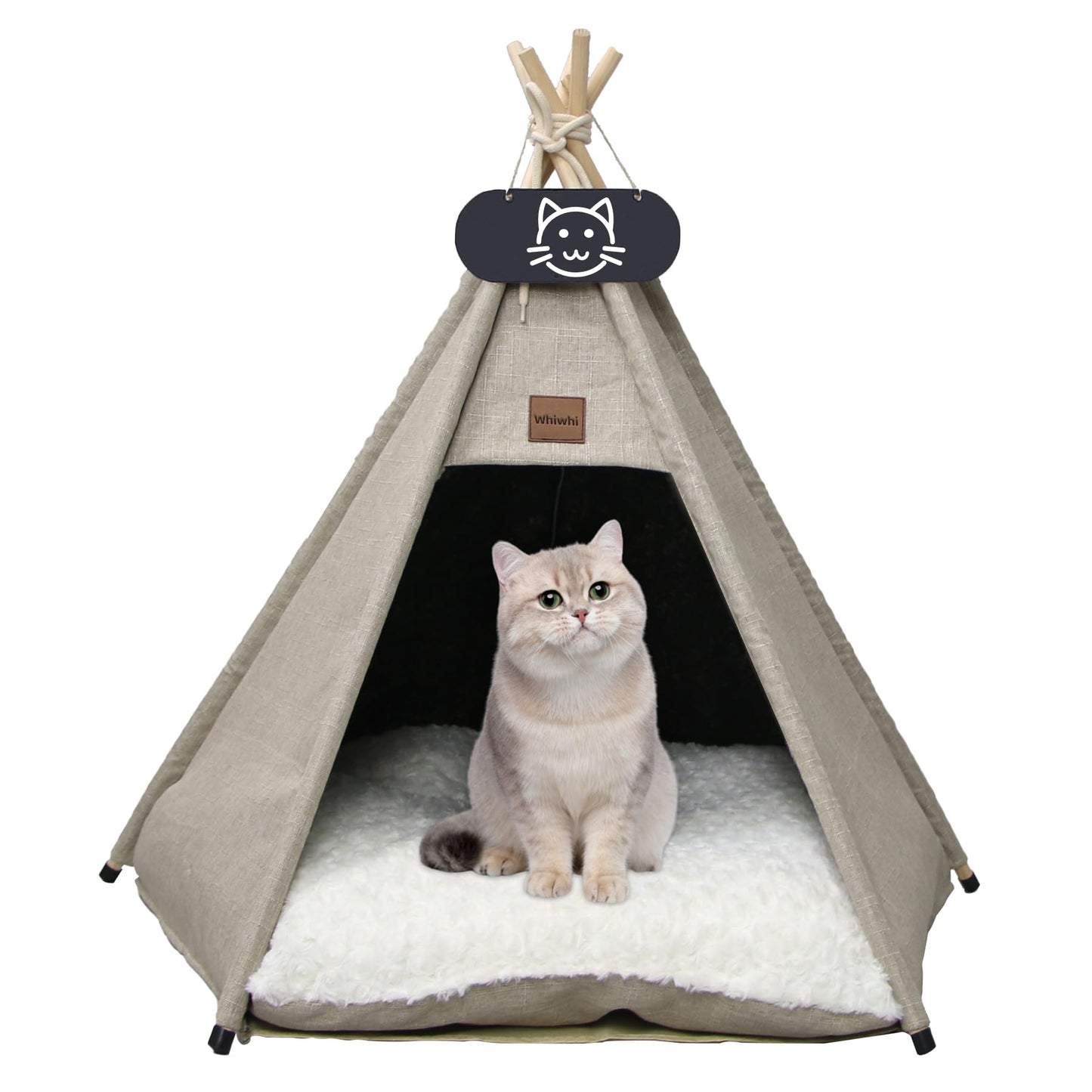 Whiwhi Tipi tent for pets, dog tent, cat tent with washable cushion. Pet tents, houses, dog caves, and pet houses. Foldable pet tent furniture 50x50x60cm.