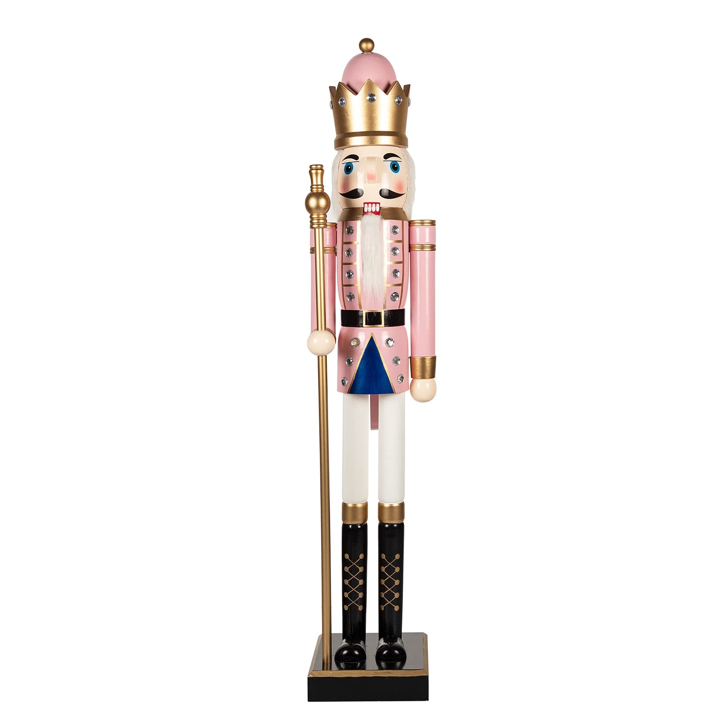 AI Store 120 cm Christmas Nutcracker Life-size Large XXL Wooden Nutcracker Figure Christmas Decoration (Pink King)
