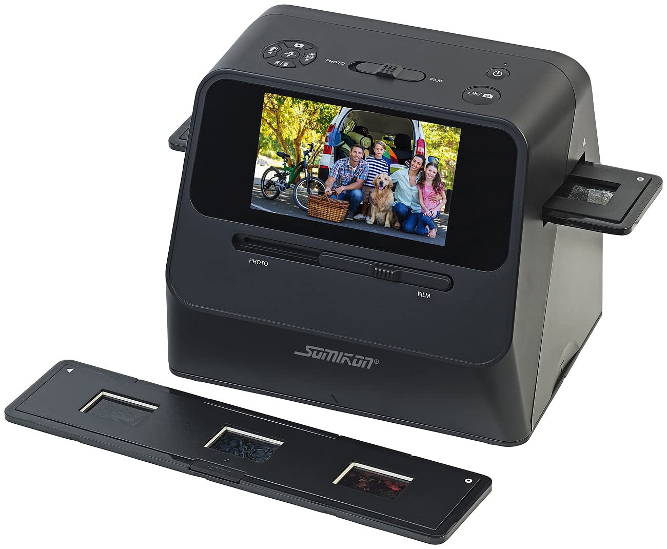Somikon photo scanner: 3-in-1 photo, slide, and negative scanner with 22 MP and HDMI output, battery (3-in-1 scanner, slide photo scanner, digitizing device)