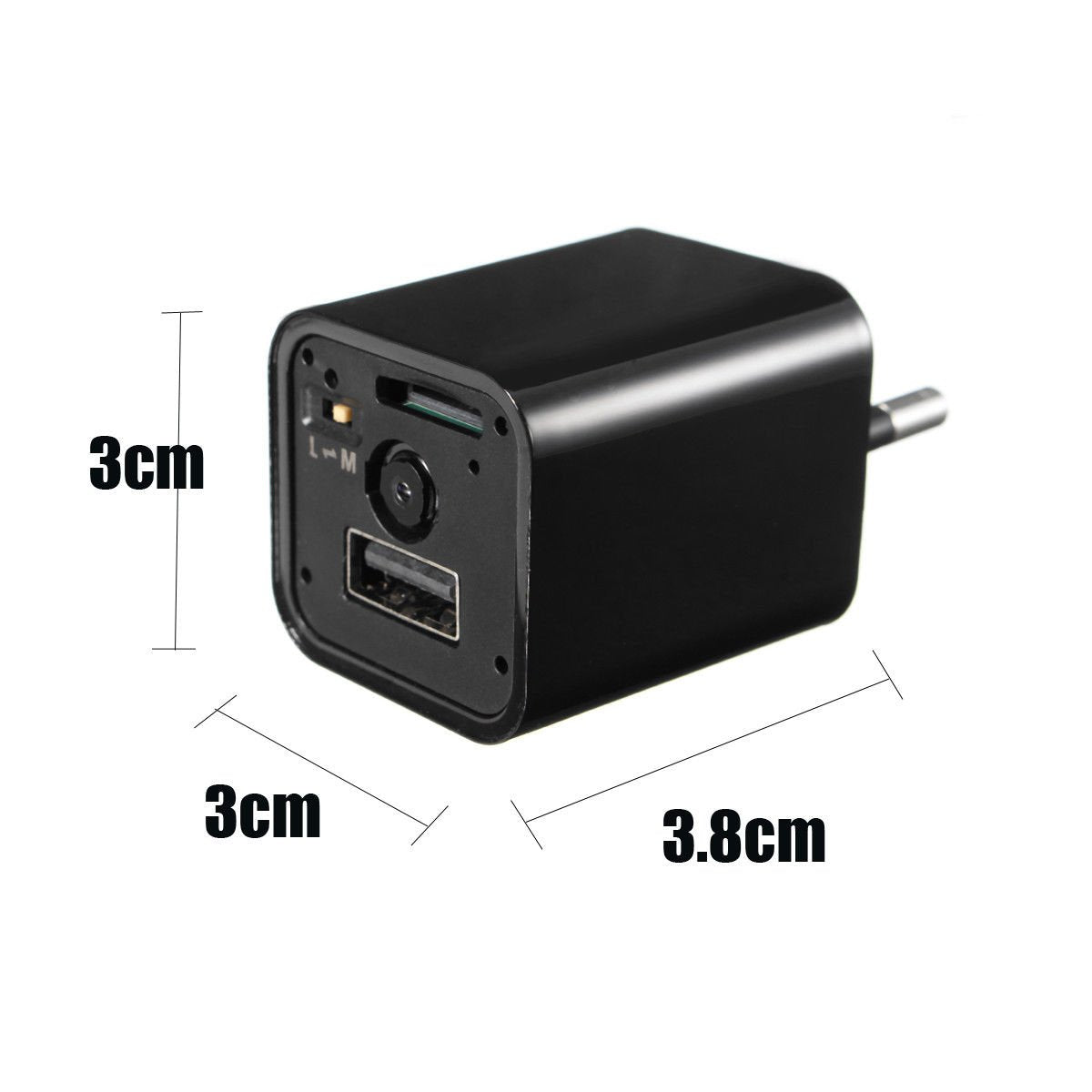 Kobert-Goods spy camera, functional charger with hidden camera M1B, for video and audio recording, Full HD 1080P, with motion detection.