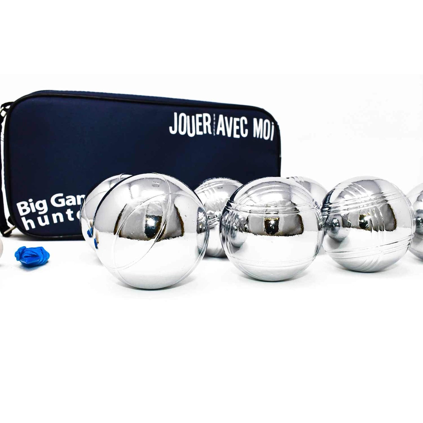 Big Game Hunters 8 Boules Set with rust protection and luxury canvas carry bag - Sturdy 8 Boules Set, Polished and Engraved Official Size.