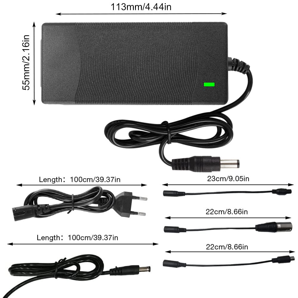 CJBIN Chargers for Scooter, 42V 2A Hoverboard Charging Cable, e Scooter Charging Cable, Hoverboard Charger with 4 Interface Ports, Power Supply Bike Charger for e Scooter Xiaomi M365 Electric Scooter