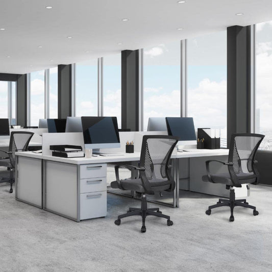 Yaheetech Office Chair Ergonomic, Desk Chair with Mesh Backrest, Task Chair with Armrests, Executive Chair made of Mesh, Adjustable Height Computer Chair 136 kg, Breathable, Tilt Function Dark Gray