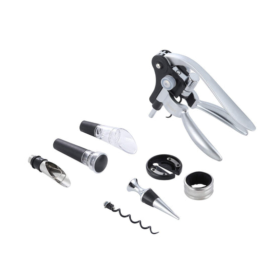 CLWCOE corkscrew, wine opener with gift box, sommelier sets with bottle opener, wine aerator, foil cutter, wine pump, bottle stoppers, drip rings, wine stopper pourers, replacement screws for wine.