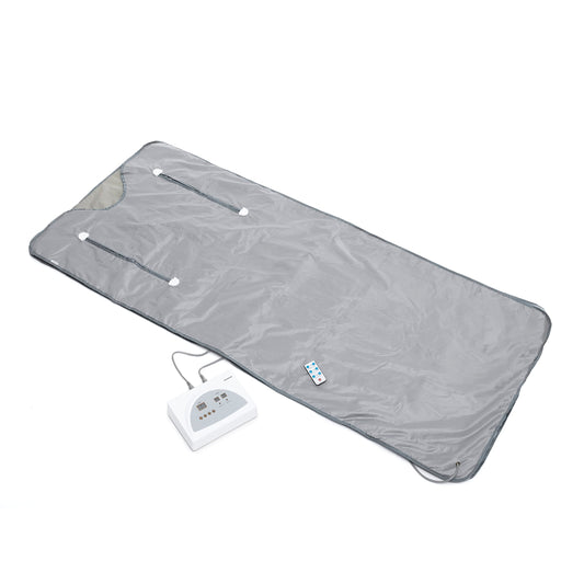 InnovaGoods - Infrared sauna blanket, full body thermal blanket for fat and toxin elimination, 2 independent heating zones, remote control, Gray, Small Single, Acrylonitrile Butadiene Styrene.