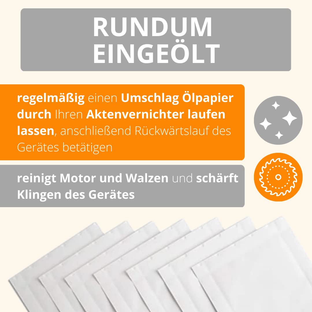 AMATHINGS oil paper for shredder fits DIN A4 slot - lubricant sheets for shredder available in 30-pack - oil sheets for shredder.