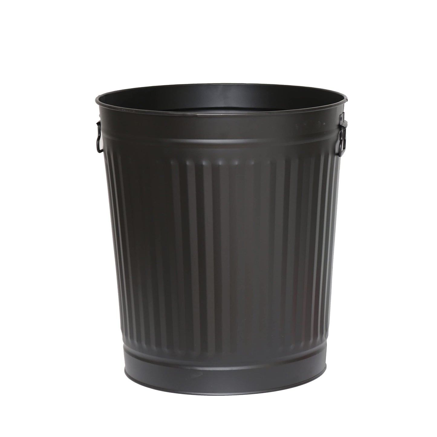 Jinfa Retro Vintage Metal Trash Can Ash Bin | Matte Black | Ø 42 cm | Vol. 62 liters