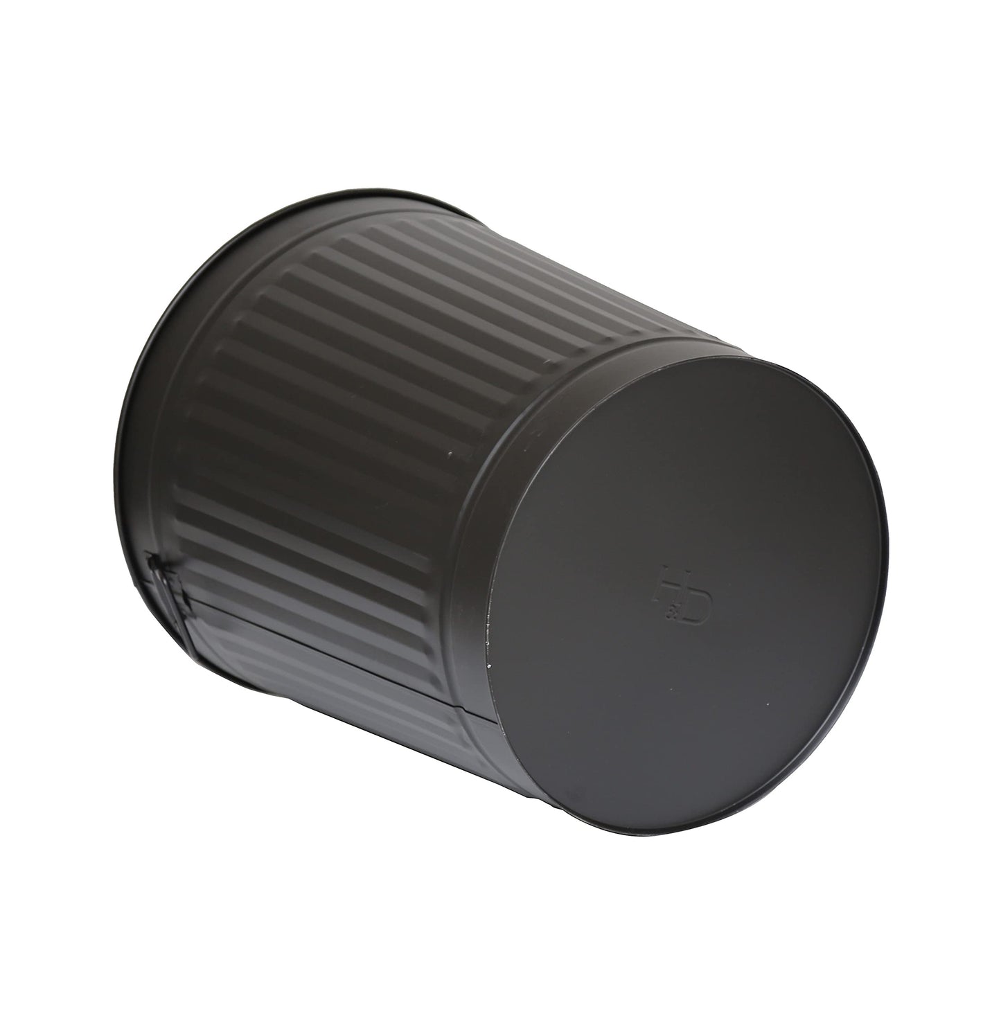 Jinfa Retro Vintage Metal Trash Can Ash Bin | Matte Black | Ø 42 cm | Vol. 62 liters