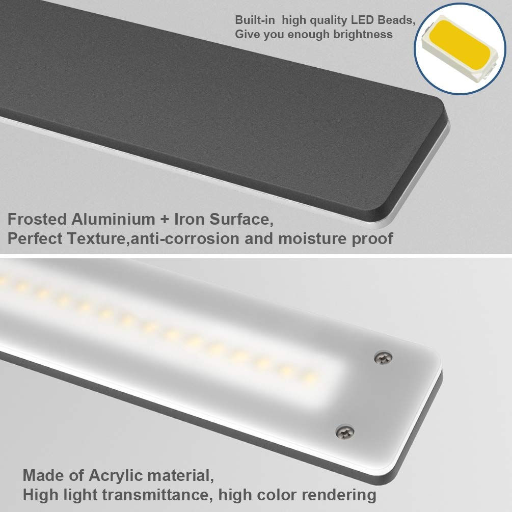 Klighten LED mirror lamp for bathroom 24W, 80cm, modern wall lamp for bathroom, mirror lighting, bathroom wall lamp aluminum, 144 LEDs, 2100 lumens, natural white 4500K, black