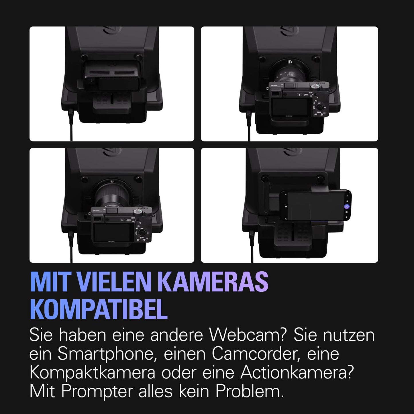 Elgato Prompter - Teleprompter with built-in screen for YouTube, Twitch, Zoom, Teams, and more, supports DSLR/Webcam/Smartphone, Drag&Drop monitor display, works with Mac/PC & Stream Deck.