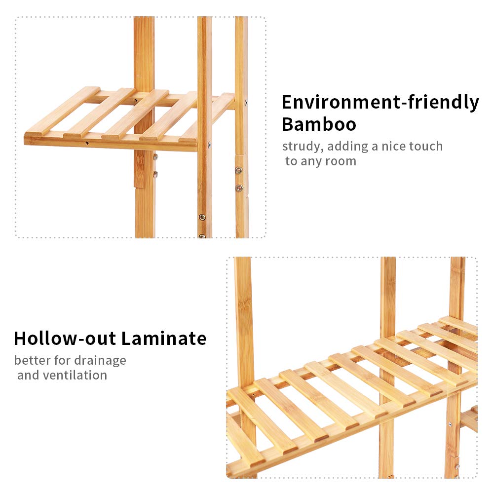 Medla Bamboo Plant Stand, Flower Shelf with 9 Layers multi-tiered, EXTRA LARGE Flower Rack Flower Ladder for Living Room Balcony Garden Indoor Outdoor, 123x89x19.5cm