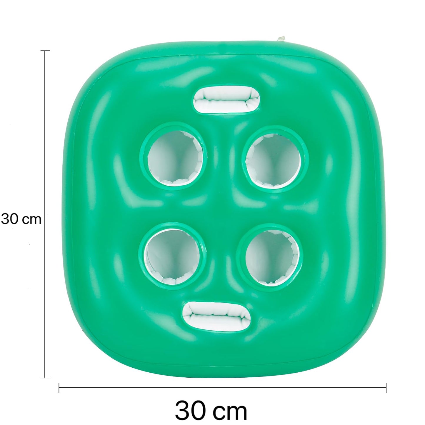 Inflatable floating drink holder with 6 holes, large capacity and transparent material, float for pool, party, beach white, hot tub
