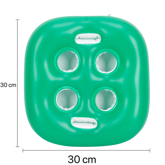 Inflatable floating drink holder with 6 holes, large capacity and transparent material, float for pool, party, beach white, hot tub