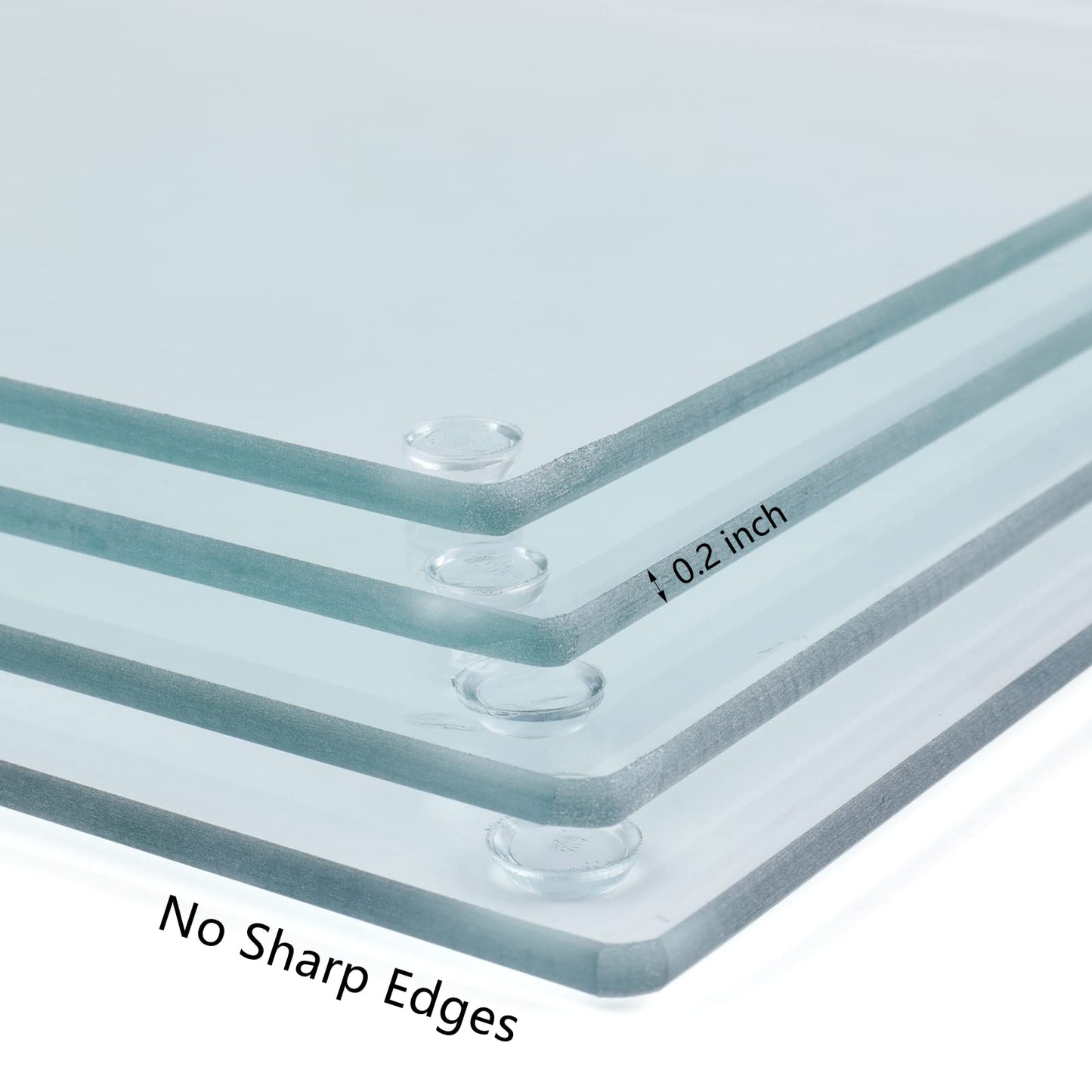 Hacaroa 4-Piece Tempered Glass Cutting Board Set with Rubber Feet, Rectangular Non-Slip Cutting Board, Durable Clear Glass Tray for Kitchen Countertop, Table, 2 Sizes