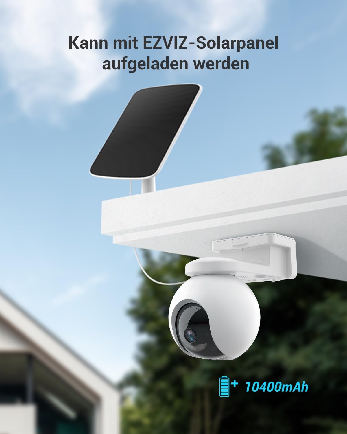 EZVIZ 2K wireless outdoor camera with 10400mAh battery, PT battery camera with AI person detection, Automatic tracking, Active defense with siren and spotlight, Two-way audio.