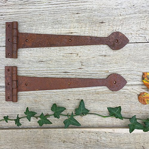 Antique - Rustic wrought iron gate hinge, 2 antique chest hinges long straps forged.