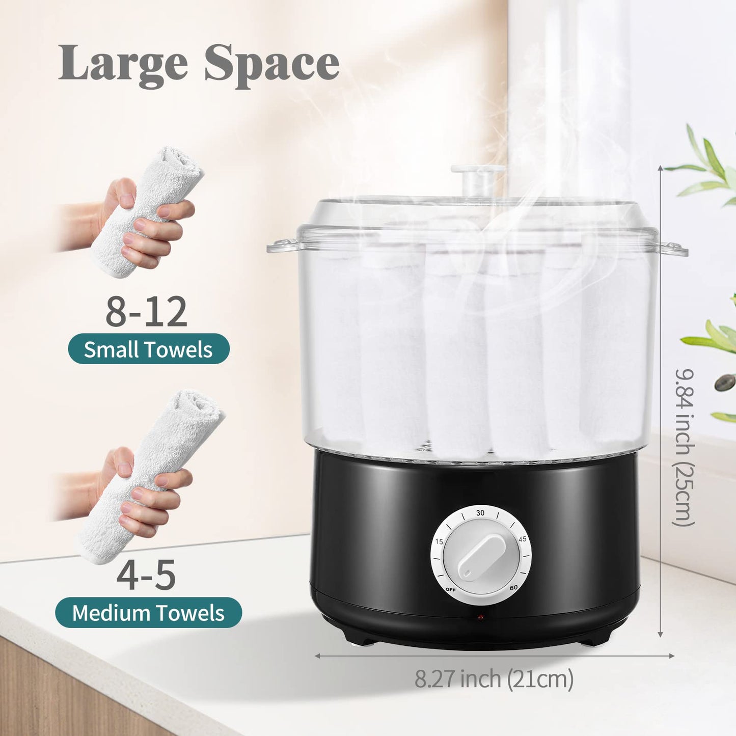 Aomdom Electric Towel Warmer, Towel Steamer with Towel Clip, Hot Towel Warmer Spa. Quickly heats up to 202°F within 10 minutes for spa/face care/hair salon/home use.