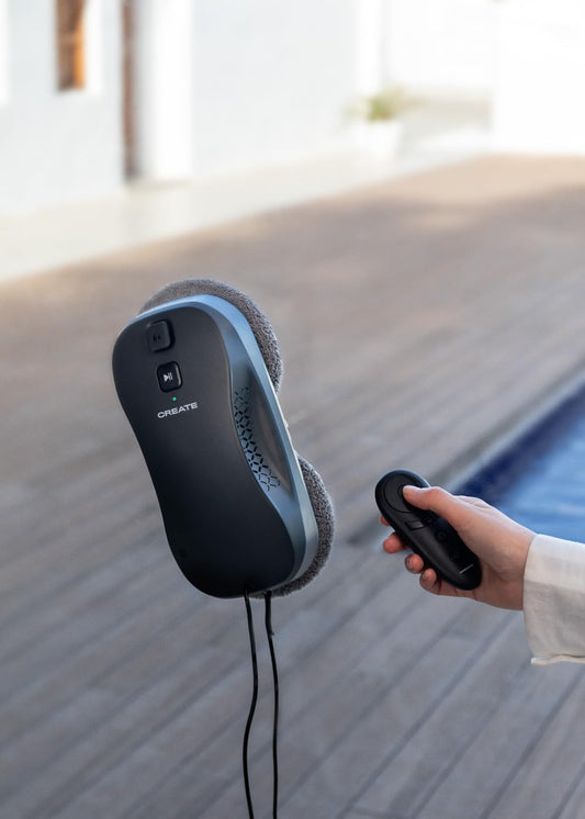 CREATE / WIPEBOT PRO/Automatic window cleaning robot with Wi-Fi/Double water drainage, 2 spray levels, corner and edge detection, 5m safety cable, 60ml tank