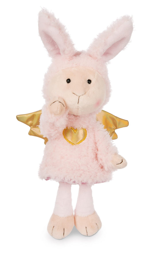Stuffed animal guardian angel bunny La La Bunnie 30cm with golden heart & wings in gift box - Sheep angel plush toy for girls, boys & babies - cuddly toy for hugging, playing & gifting
