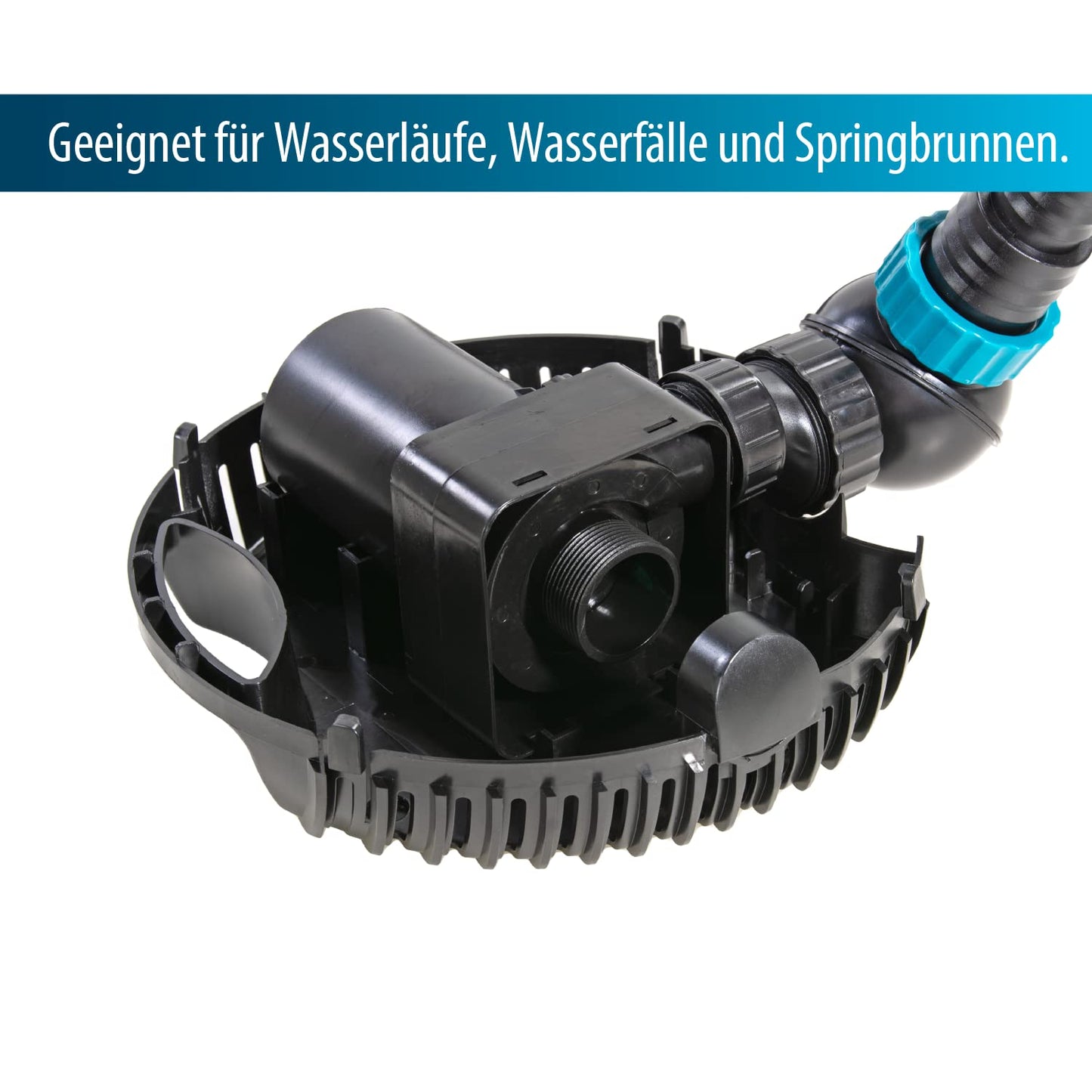 AquaForte O-13,000 pond pump, 130 watts, maximum flow rate of 13 m3 per hour, maximum head height of 5 meters, cable length of 10 meters, asynchronous motor, pumps debris up to 6 mm.