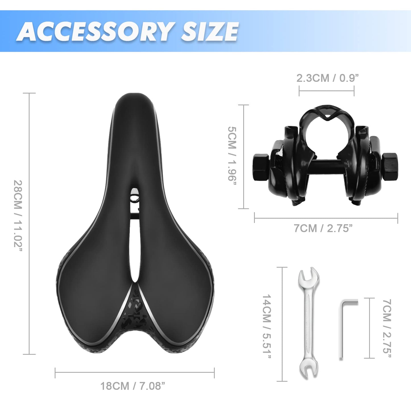 Comfortable men's bicycle saddle, gel MTB saddle for men & women, bike seats with waterproof cover hollow road bike saddle mountain bike accessory.