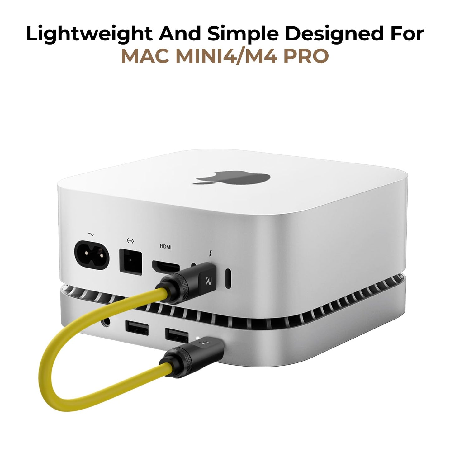 Aluminum Hub & Stand for the New M4/M4 Pro Mac Mini (2024) with 40Gbps NVMe/M.2 SSD Enclosure, 2X USB-A, USB-C Host, 3.5mm Audio - Compatible with all new Mac Mini M4/M4 Pro