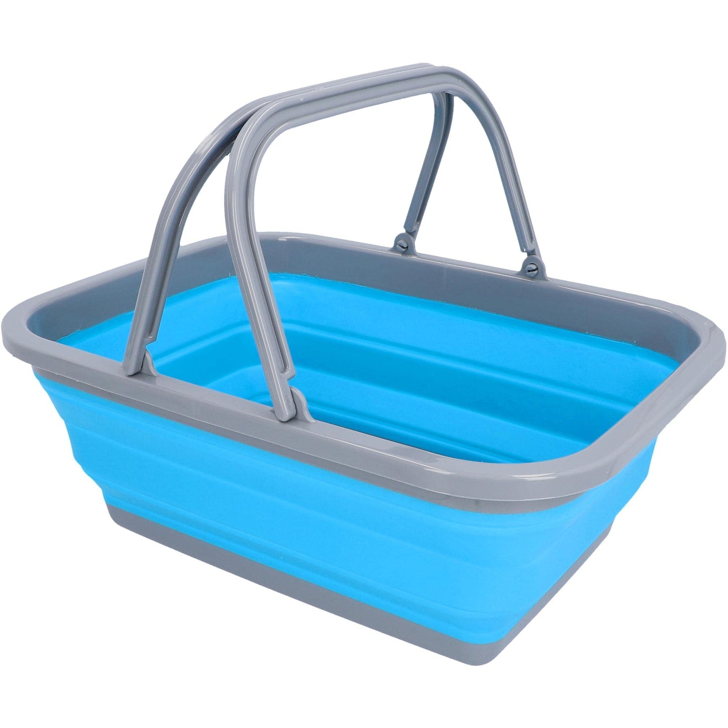 Car trend caravan basin with handle, foldable, for washing up, shopping, transport, laundry, 9 liters, camping, camping accessories, caravan, motorhome, caravan accessories, blue.