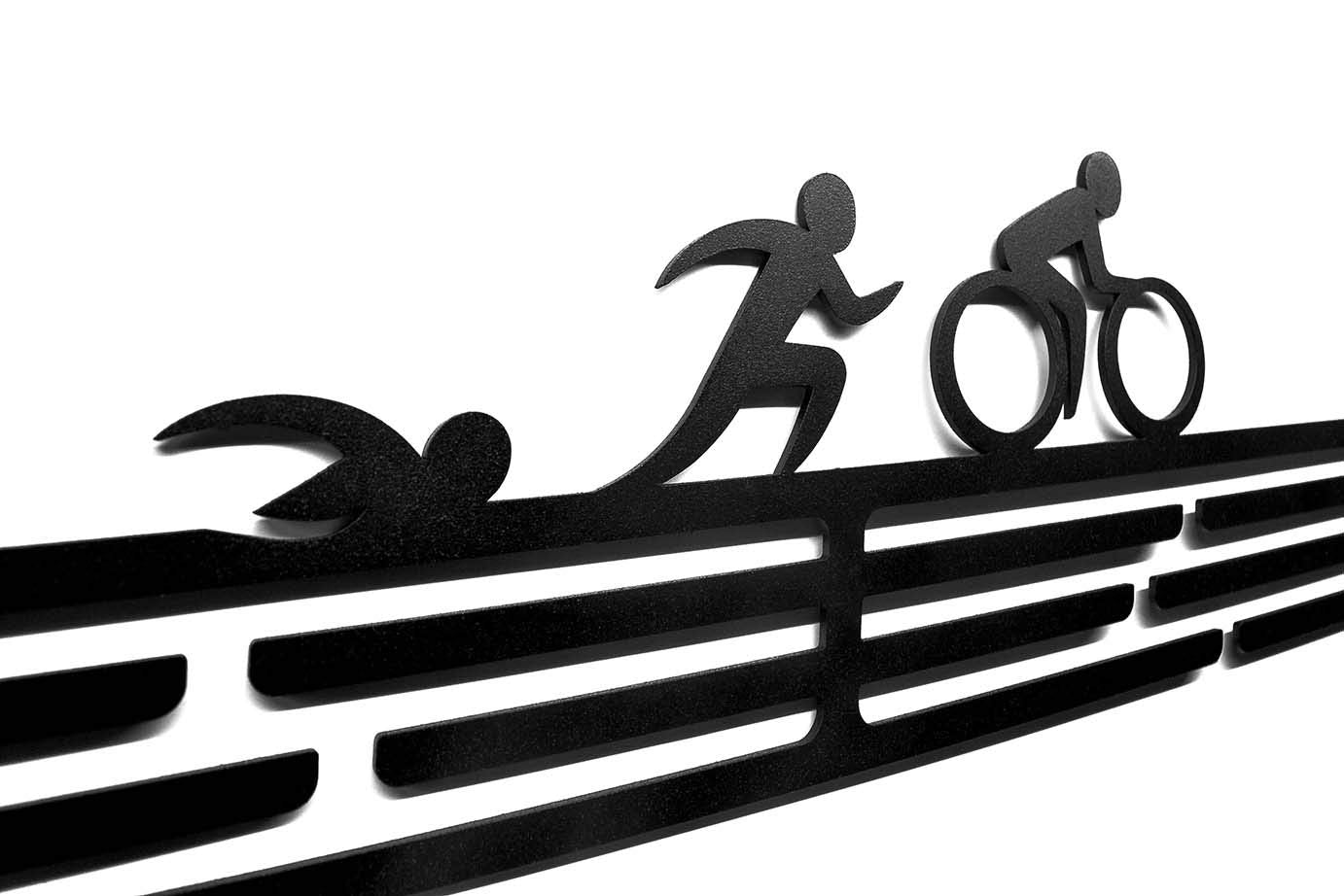 United Medals Triathlon Medal Holder for 48 medals storage - Triathlete gift - Medal Holder Hanger Display Rack - Black