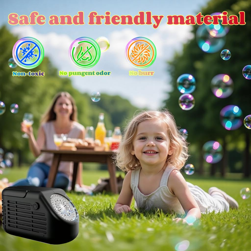 PANACARE Bubble Machine, Automatic Bubble Machine 20000+ Bubbles/Min with 42 Bubble Holes/Battery/Bubble Solution, Upgraded Bubble Machine for Kids/Adults/Wedding/Party