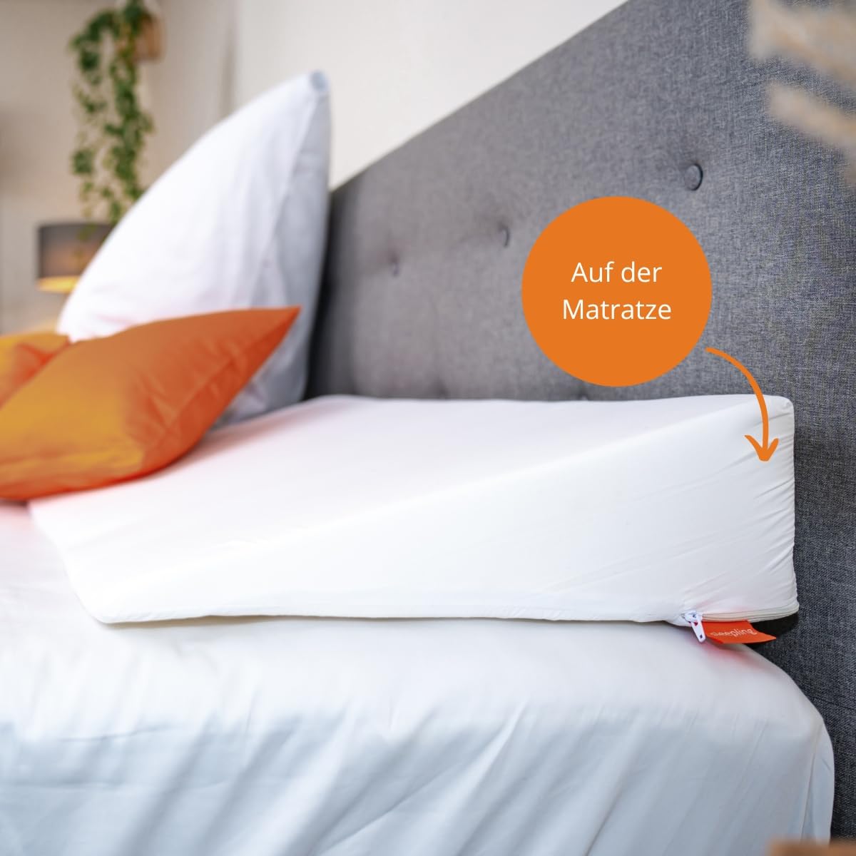 Sleeping wedge pillow, reflux pillow for bed and sofa, mattress wedge for adults, bed riser, 45 x 100 x 15 cm, including washable cover up to 60 degrees, Oeko-Tex 100, Made in EU.