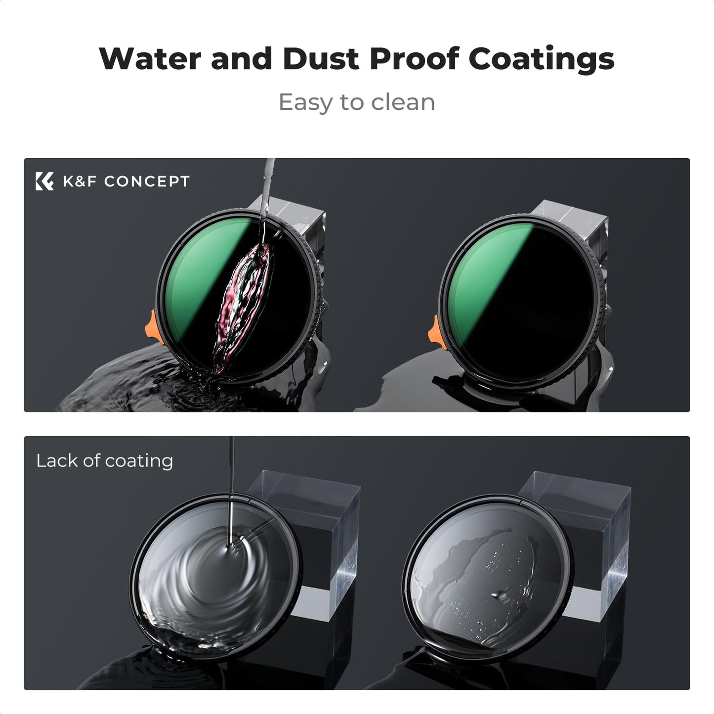 K&F Concept Nano-X 95mm ND Filter Variable Neutral Density Filter ND2-400 (1-9 Stop) Vario ND Filter with Filter Pouch