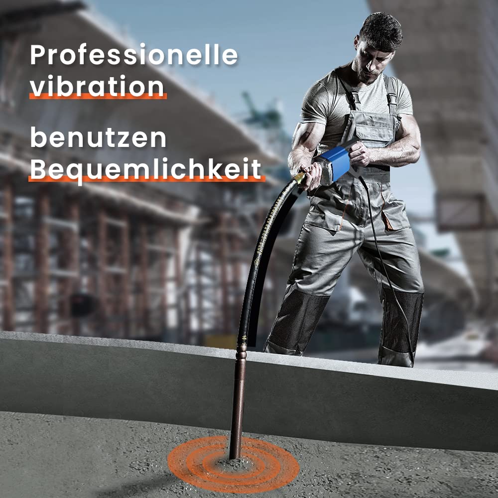 Anbull concrete vibrator, 1300W internal vibrator bottle vibrator, length 1m concrete compactor, concrete vibrating bottle, stirring shaft speed 4800 rpm, vibration bottle diameter 35 mm.
