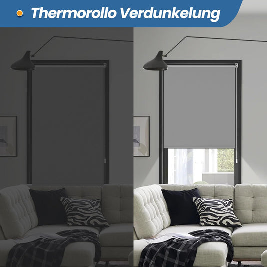 Blackout blind clamp fix without drilling light gray W80 x H170cm (fabric width 75cm) Roller blinds for windows without drilling thermal roller blackout clamp roller thermal roller side pull roller sun & heat protection