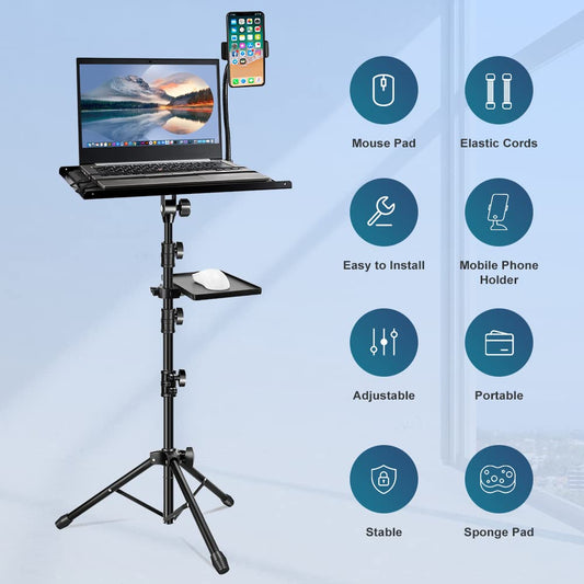 SanLead mouse pad projector stand, floor stand adjustable height from 55cm to 128cm, comes with an elastic band and a sponge cushion, projector stand tripod stand.